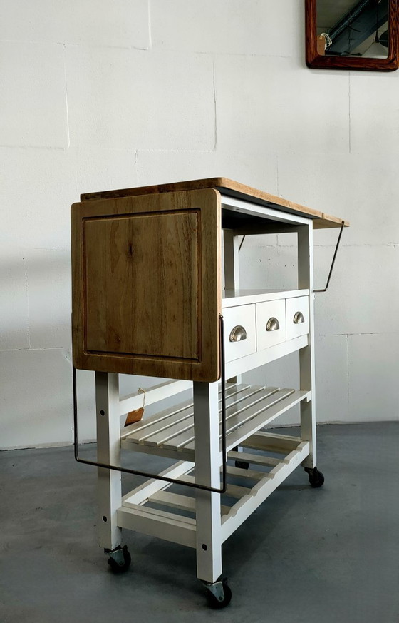Image 1 of Carrello da cucina retrò, tavolo da lavoro da cucina "a doppia ala"