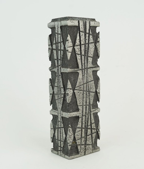 Image 1 of rare brutalist mid century VASE made of cast aluminum casper studioguss 1970s