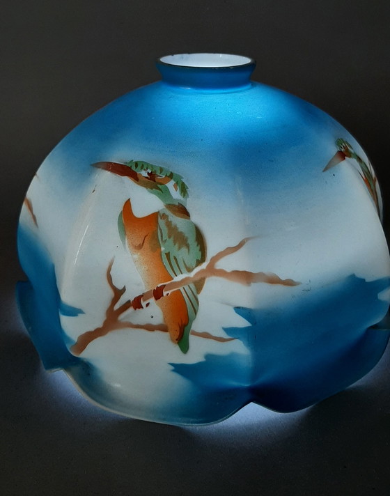 Image 1 of Lamp with kingfisher from the 1930s