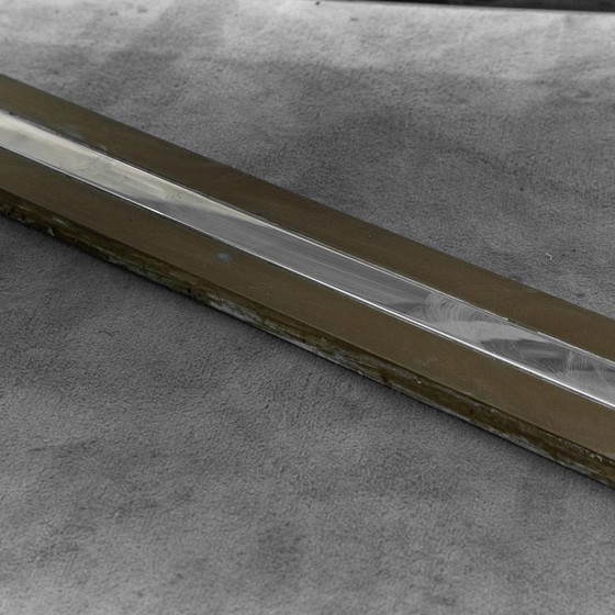 Image 1 of TAVOLO DA CAFFÈ VINTAGE IN VETRO FUMÉ E OTTONE MODERNARIATO ANNI ’70