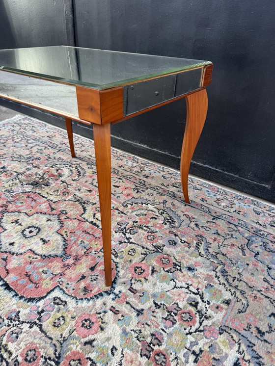 Image 1 of Small wooden coffee table and mirror from the 1950s