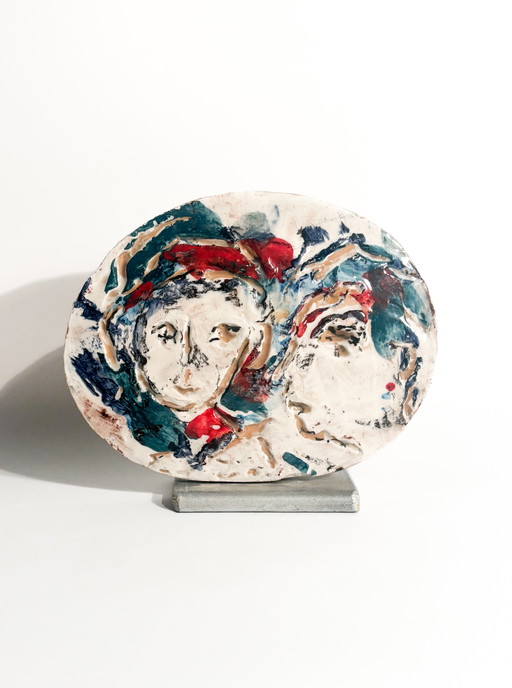 Painted Ceramic Plate by Ernesto Treccani, 1970s – decoratieve objecten