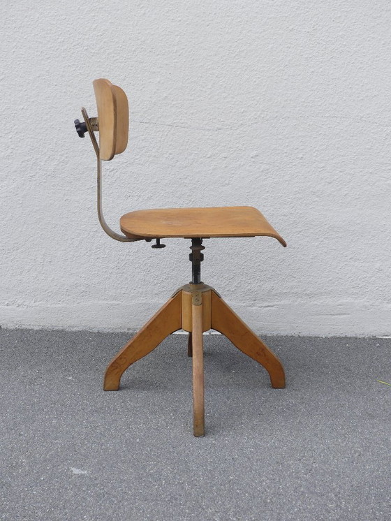 Image 1 of Sedia da scrivania girevole, anni '50, legno, WstaEb