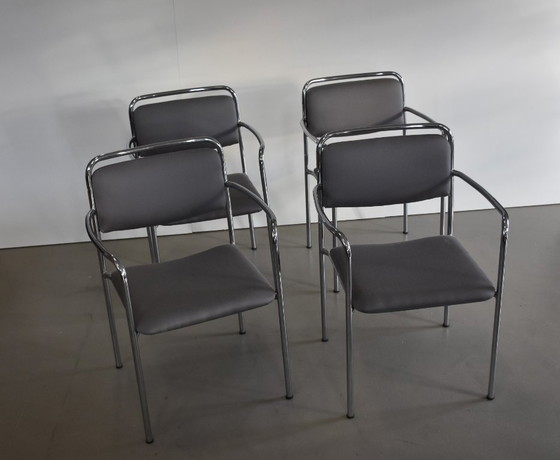 Image 1 of 4 reupholstered Vintage Chrom Stühle Chairs 70er 70s