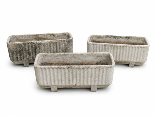3 große rechteckige Steinpflanzgefäße – plantenbak, Stone