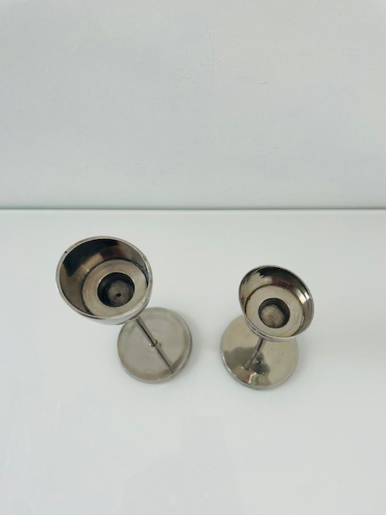 Image 1 of Set di 2 candelieri in acciaio, design moderno