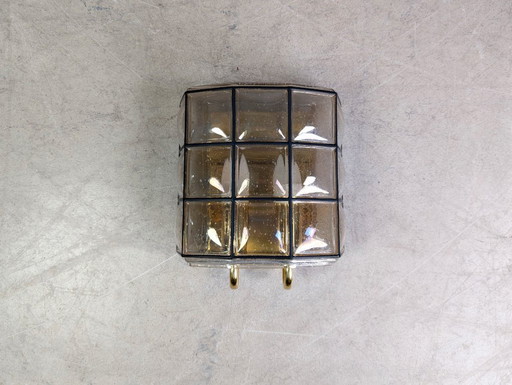 2x Glashütte Limburg wall lamp Brutalist lamp glass double