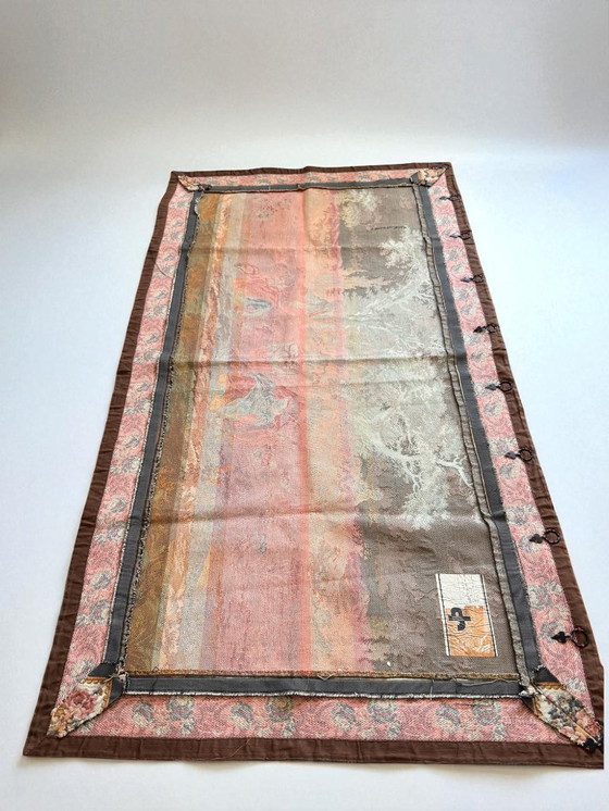 Image 1 of Arazzo da parete francese Point de Halluin - Jules Pansu - Scena di campagna in stile Aubusson