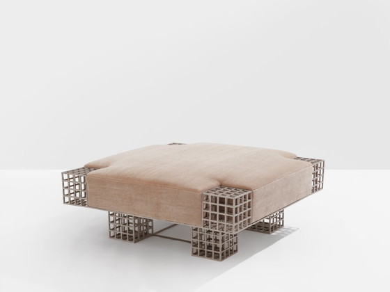 Image 1 of Large bench ottoman by Carla Sozzani in Milan mohair velvet 1990s