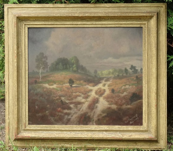 Image 1 of Tormenta dramática, óleo antiguo, Escuela de Munich 1949, Tormenta, Escuela de Munich