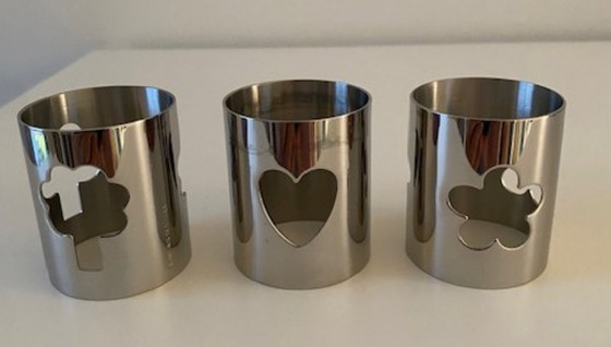 Image 1 of Servilleteros de acero inoxidable Alessi Girotondo - Juego de 6 servilleteros