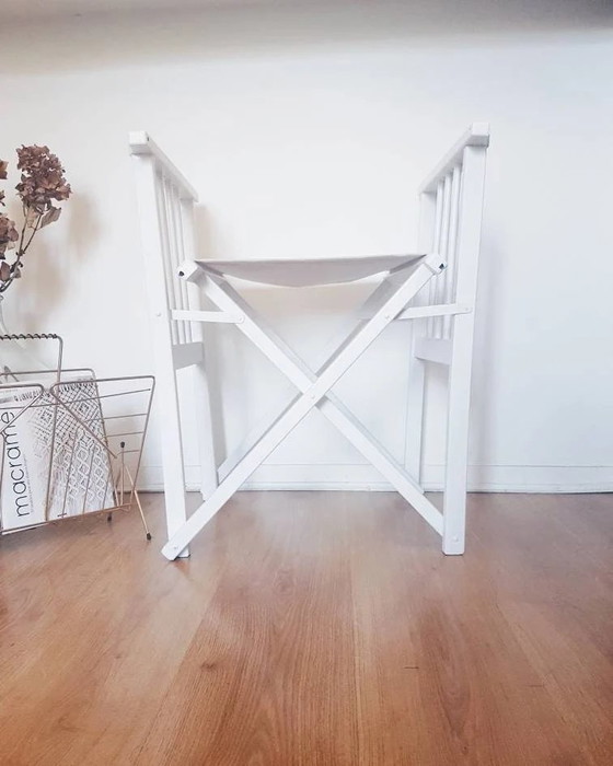 Sedia pieghevole vintage in legno bianco – Sedie e poltrone, Wood, Cotton (photo 4 of 8)