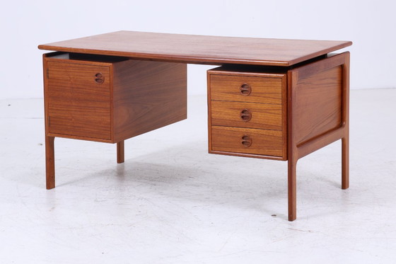 Image 1 of Vintage Teak Desk by Arne Vodder for GV Møbler | Mid - Century Drawers Work Desk Free Table Retro Design #06-38