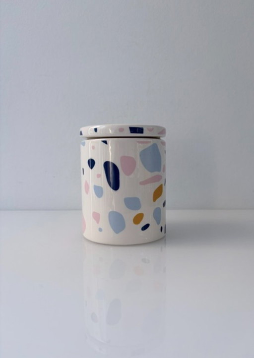 Keramik-Vorratsdose mit Terrazzo-Muster