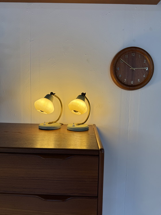 Image 1 of Set van 2 vintage Art Deco tafellampjes ‘60