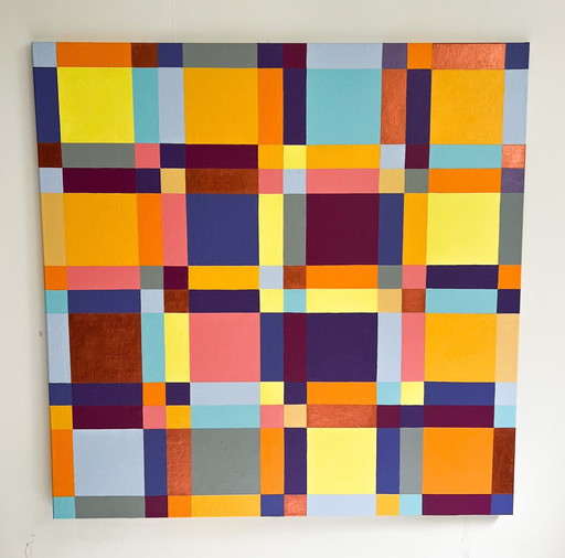  Lena László, acrylic on canvas, 'Exactly 144 different squares'