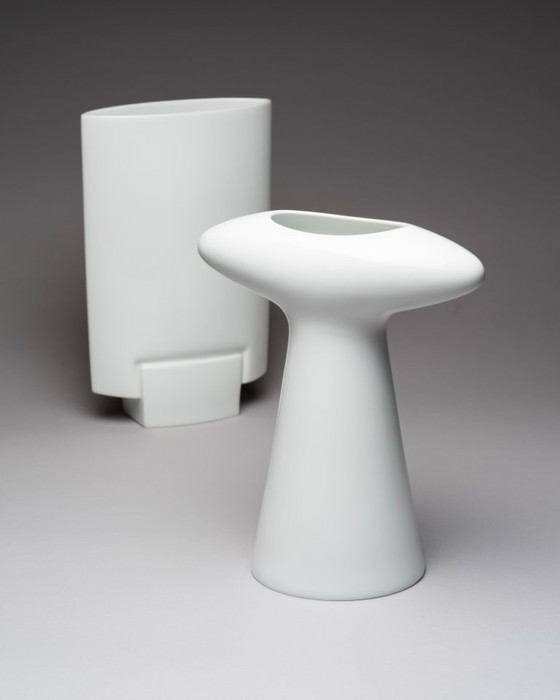 Image 1 of Duo de vases XL en porcelaine Rosenthal vintage : Michael Boehm DEBUT + Platt&Young SPIRIT