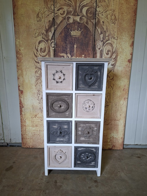 Cómoda de colores, armario de farmacia, archivador, tenue, 51x37cm y 97cm de alto.