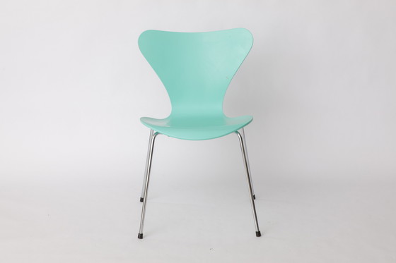 Image 1 of Iconic Series 7 Chair by Arne Jacobsen – Turquoise Lacquer, Original Fritz Hansen