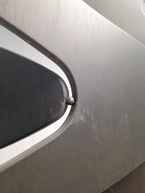 Image 1 of Geometric wavy wooden room divider screen 