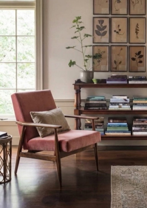Vintage Lounge-Sessel aus himbeerfarbenem Opal-Samt im Mid-Century-Design, 1960