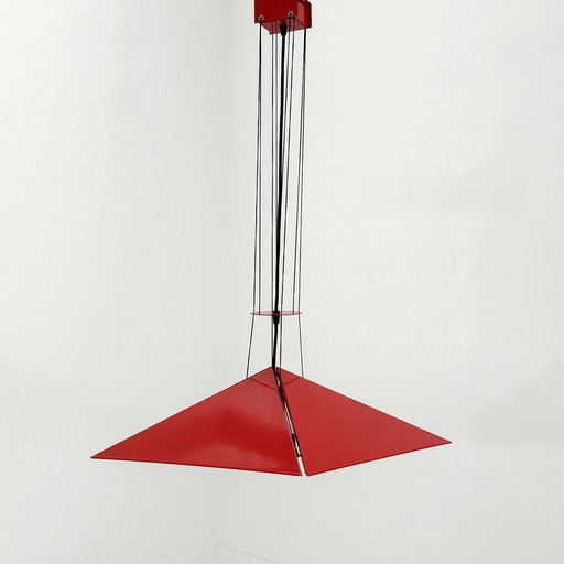 Red Adjustable Pendant Lamp from Bieffeplast, 1980s