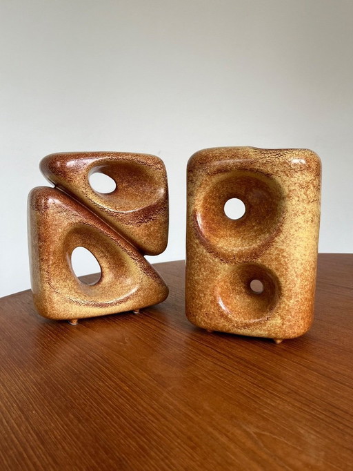 2 (set) Roberto Rigon vases Bertoncello Ceramiche d'arte