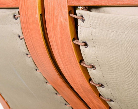 Image 1 of Comodísimo sofá lounge Rybo Rykken de dos plazas en cuero verde oliva de estilo escandinavo, de Elsa y Nordahl Solheim, años 60.