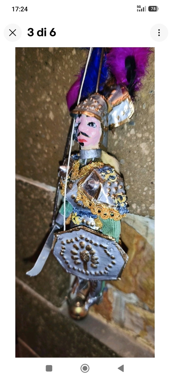 Marionnette sicilienne vintage de 28 cm - Probablement Orlando – Objets déco, Metal, Textile (photo 3 of 6)