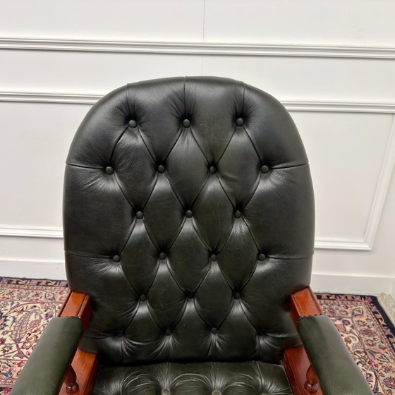 Sedia da Ufficio Chesterfield Inglese Verde President Chair – Sedie da ufficio, Leather, Wood (photo 5 of 7)