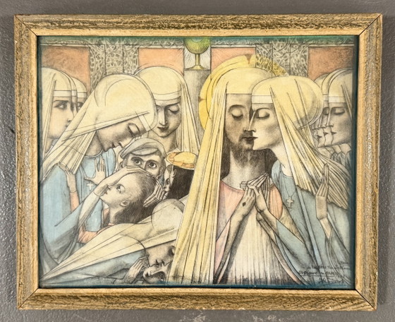 Jan Toorop 1858-1928 / Litografía Original - Las Hermanas Activas Y Meditantes De Betania 1923 (photo 3 of 8)
