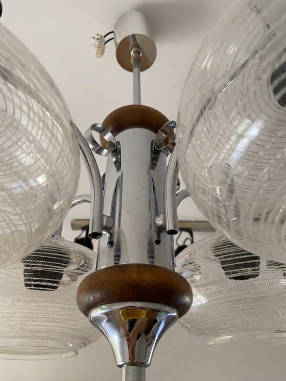 Lampadario vintage EMI Poljčane Sputnik, Jugoslavia, anni '70 – Chrome, Glass (photo 7 of 14)