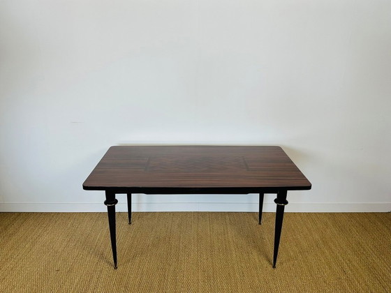 Image 1 of Table de salle à manger art déco en ébène de macassar et marqueterie, 1940