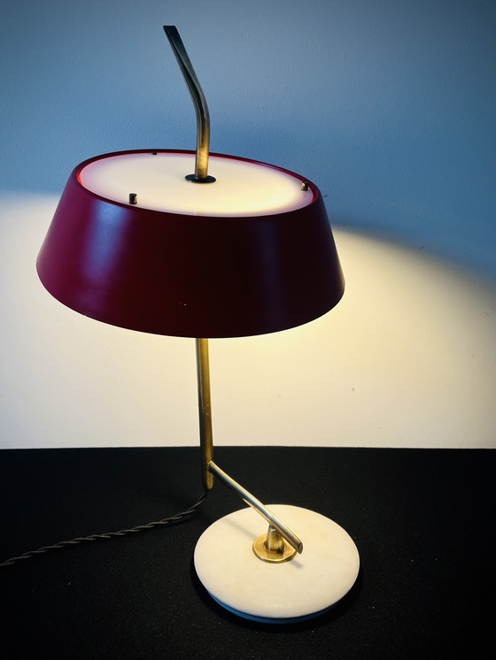 Image 1 of Stilux  - Oscar Torlasco - Marble & Brass Tafellamp - Italië 1950S