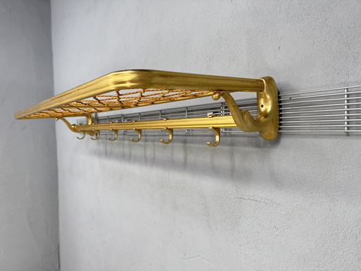 Vintage metal wall coat rack with rope