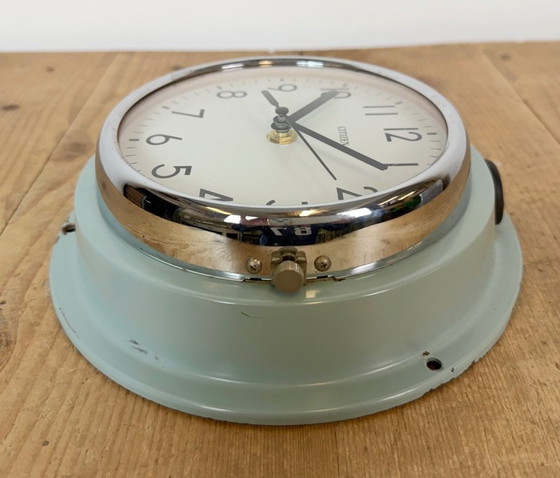 Horloge murale Citizen bleue vintage pour navires, années 1970, Pendules, Métal, Verre (photo 10 sur 15)