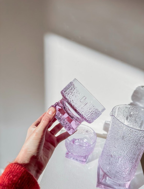 Image 1 of Vintage Italian lilac water carafe + 2 matching glasses
