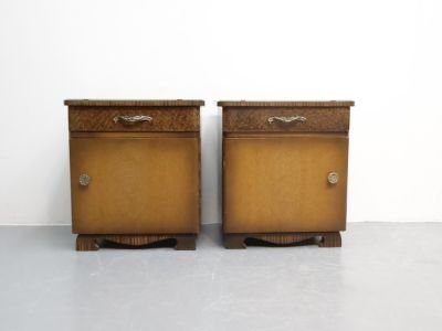 Comodini vintage / rovere noce / cassetto anta / lastra di vetro – Legno (photo 5 of 5)