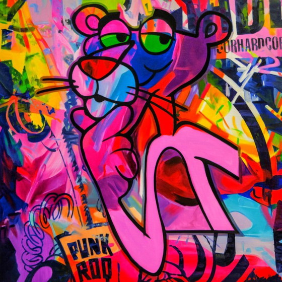 Hommage Paulchen Pink Panther Punk ROD “ – Exklusives Ausstellungsstück auf Fine Art Druck Leinwand | 150 × (photo 6 of 6)