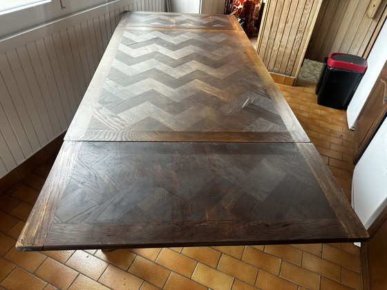 Image 1 of Rustic oak extendable table, early 20th century
