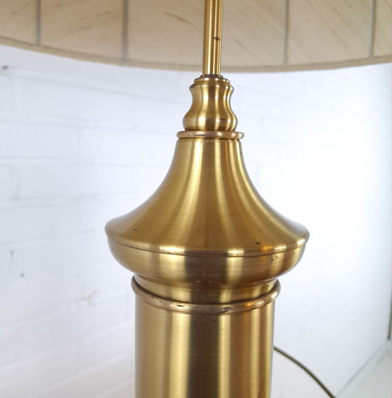 Vintage mushroom brass XL table lamp mid century modern – Textile (photo 11 of 12)