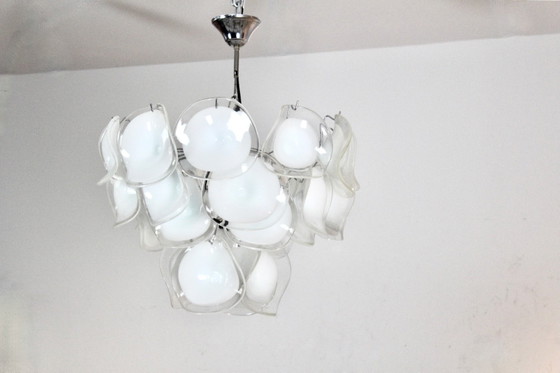 Vistosi Chandelier in White Handblown Murano Glass, Italy (photo 2 of 12)