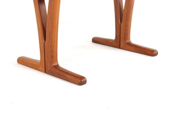 Image 1 of Table de salle à manger rectangulaire ovale à rallonge Holstebro en teck massif