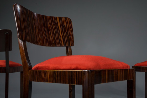 Image 1 of Art Deco Makassar Esszimmerstühle, 1930er Jahre, Satz von 4