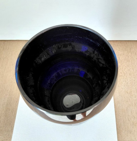 Vintage Christinenhütte Bubble Vase - Black/Blue 1980s – Glass (photo 7 of 11)