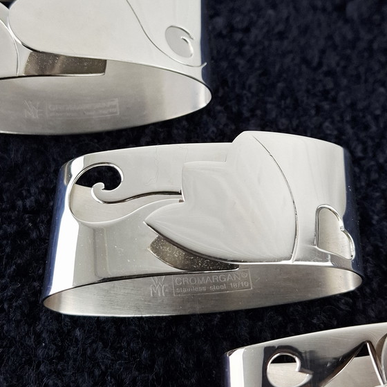 Image 1 of 5 anelli per tovaglioli vintage in acciaio inox WMF Cromargan art deco