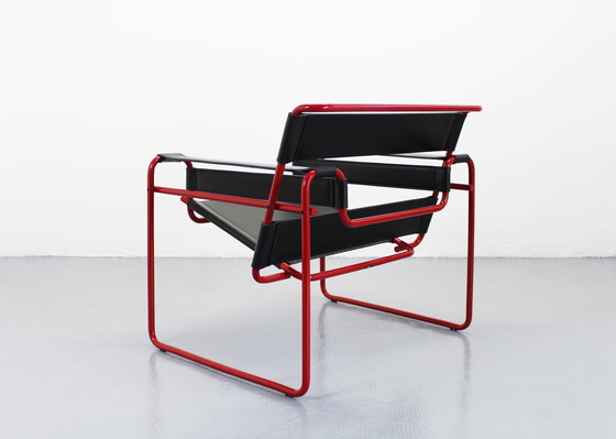 Image 1 of Set of 2 Wassily Chairs Black Leather Marcel Breuer Knoll Seats