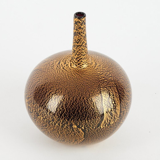 Image 1 of Raro vaso in vetro vintage, nero/oro