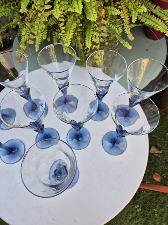 Set di 10 flûte da champagne vintage Luigi Bormioli Light & Music in cristallo con stelo blu, prodotte in (photo 12 of 14)