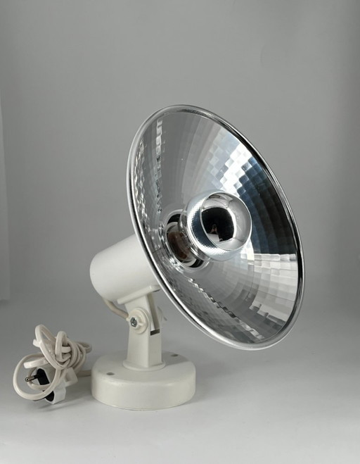 Applique murale vintage IKEA STROF type V405, années 1980, blanche avec réflecteur chromé